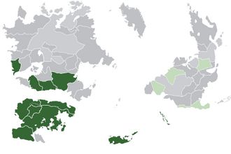 Map of the members of CODECO. Dark green: current members; light green: CODECO intrests states.
