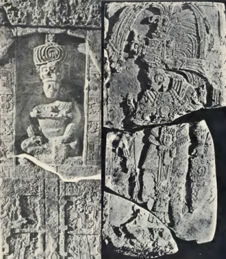Steles depicting Mixcoatl IV (left) and Tlaltecuhtli I (right)..png