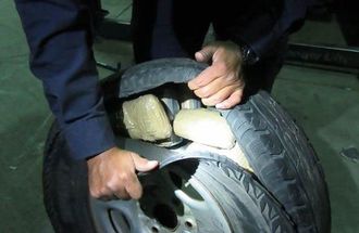 Cocaine discovered in the tire of an Azavedo 8.