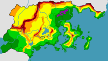 A map of Creeperopolis showing differences in elevation.