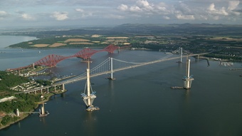 An aerial view of Elveklifjord, with its three bridges.