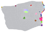 A map of the municipalities of Girisko (important megacities are coloured)