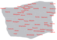 A map of the provinces of Girisko, with the names of each province included