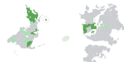 Member states shown in green. ROKO+5 members are in light green.