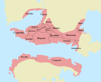 Map of the Romanyan Empire at its greatest extent, c. 150 AD